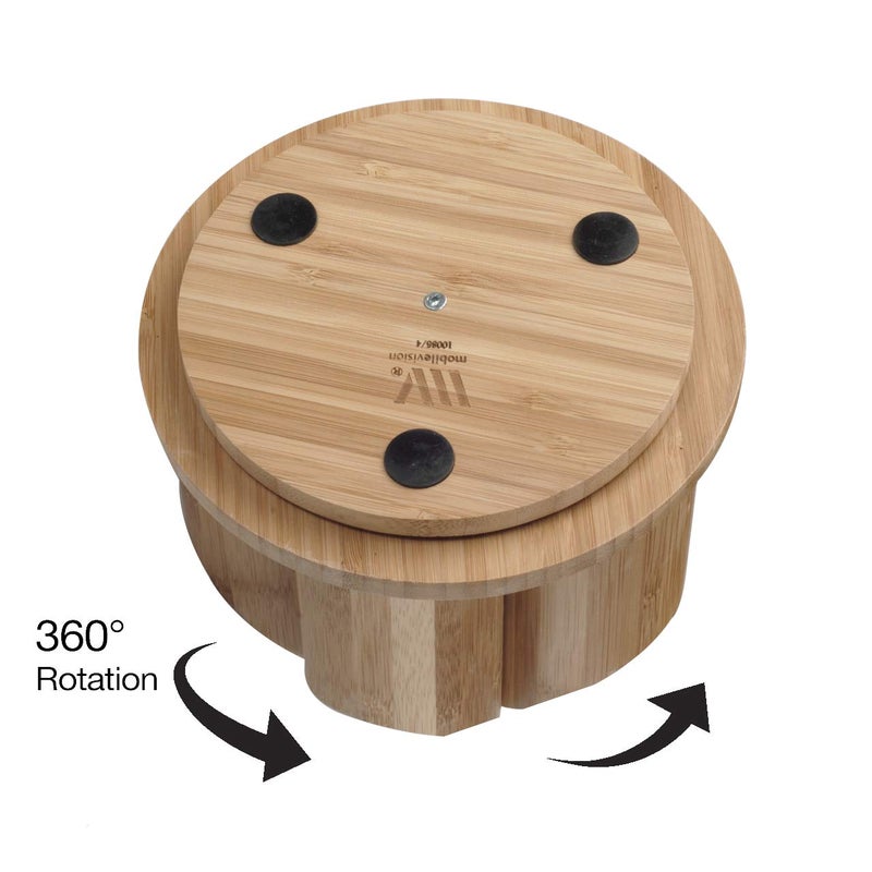 MobileVision Bamboo Circular Rotating Utensil Holder & Kitchen Organizer, 5 Sections, Store Forks, Spoons, Knives, Serving Utensils, and Other Cooking Tools - Image 5